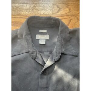 BRUNO PEACHED Men's Sueded Microfiber BLACK Button Up Shirt Long Sleeve Size M